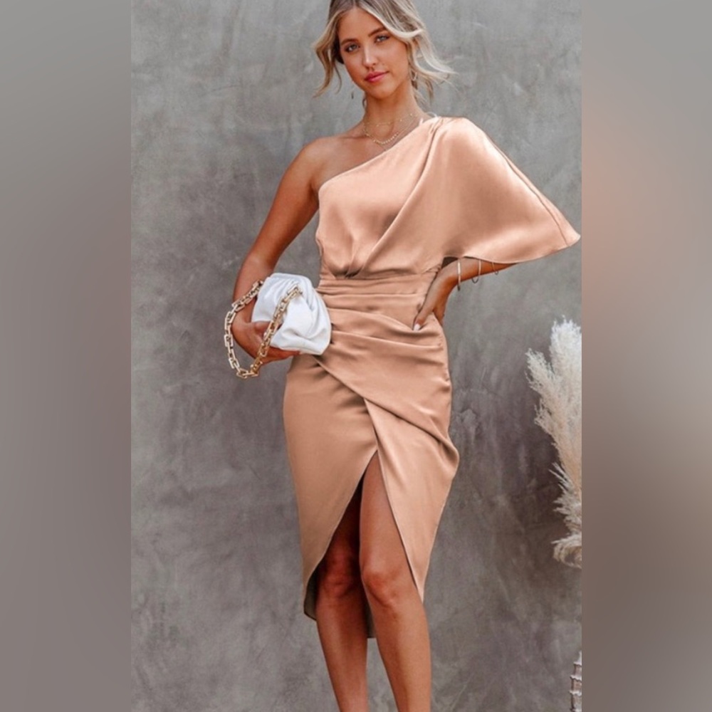 Satin one shoulder dress